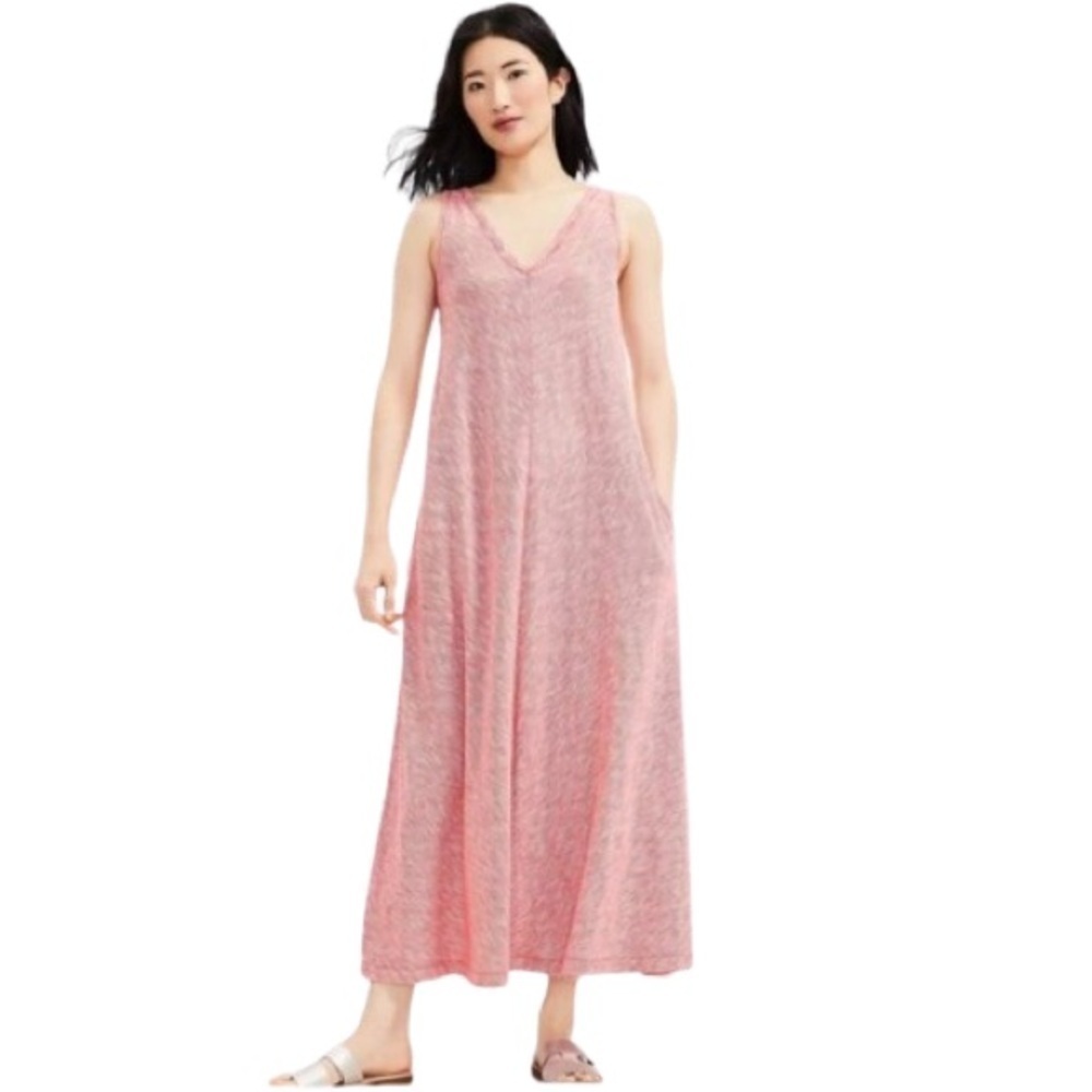 Women's M Lou & Grey Striped Maxi Dress Red White V neck, Sleeveless